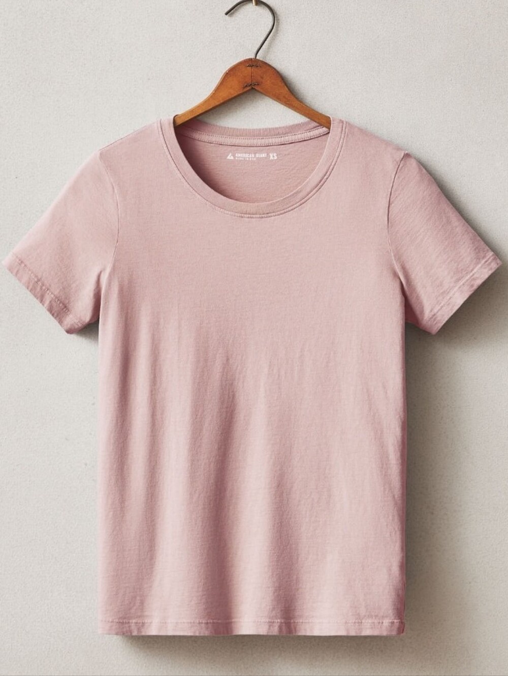 American Giant Short Sleeve Cotton Crew Tee XL New Women's Baby Pink